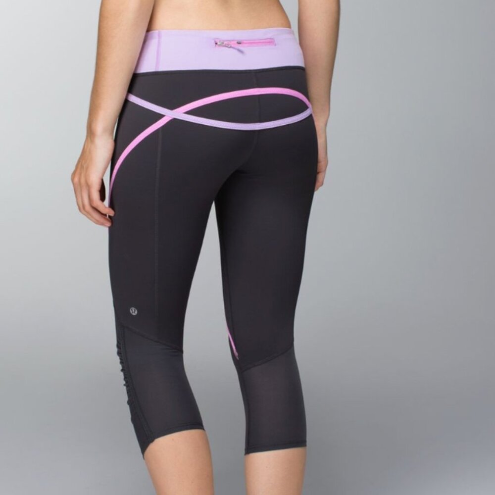 Lululemon Athletica Black Capris with Pink Trim